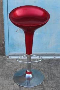 lot 114 image: RED SWIVEL BAR STOOL