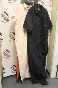lot 132 image: 2 DICKIE SHORT SLEEVE COVERALLS PINK SIZE 1X AND BLACK SIZE 4X