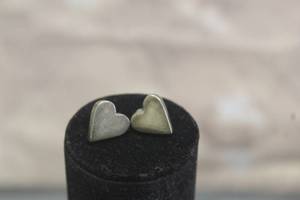 lot 82 image: ANTIQUE MEXICO HEART SHAPE STERLING SILVER 925 EARRINGS 10.6 GRAMS