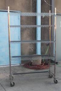 lot 39 image: STAINLESS STEEL MOBILE SHELVING  76 LONG X 33WIDE