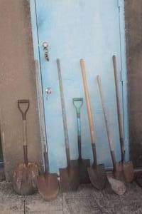 lot 45 image: LOT OF WOOD HANDLE SHOVELS