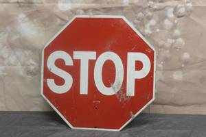lot 92 image: STOPSLOW HAND HELD ALUMINUM SIGN 18X18
