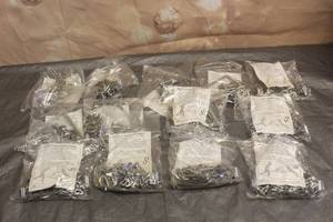 lot 111 image: LOT OF 13 COOPER LIGHTING SLIDE V-HANGERS WITH CHAIN SET 0590-L656