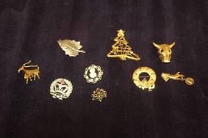 lot 117 image: LOT OF 9 ASSORTED BROOCHES