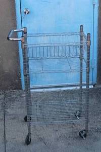 lot 8 image: 3 TIER ROLLING CART WITH LOCKING CASTERS