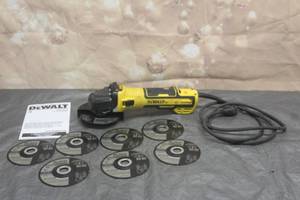 lot 22 image: DEWALTHEAVY DUTY BRUSHLESS SMALL ANGLE SLIDE SWITCH GRINDER WITH7 EXTRA  5 PRO ABRASIVES