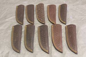 lot 208 image: LOT OF 10 ASSORTED LEATHER SHEATHS 7.5 LONG
