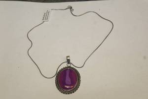 lot 238 image: GERMAN SILVER MULTY ONYX PENDANT NECKLACE WITH CHAIN