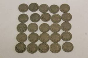 lot 240 image: LOT OF 25 VINTAGE INDIAN HEAD BUFFALO NICKLES
