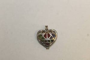 lot 239 image: HEART CAGE 925 STERLING SILVER PENDANT WITH 5 BIRTHSTONES WEIGHS 2.7 GRAMS
