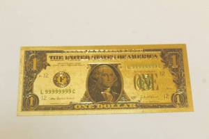 lot 245 image: 2003 A SERIES GOLD FEDERAL RESERVE NOTE ONE DOLLAR BILL