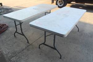 lot 269 image: 2 LIFETIME 6FT FOLDING TABLES GREAT CONDITION NEEDS CLEANING
