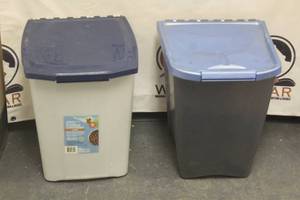 lot 271 image: 2 LARGE DOG FOOD STORAGE CONTAINERS WITH WHEELS