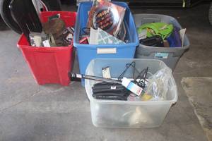 lot 287 image: HUGE MISC LOT RED AND GRAY TOTE CONTENTS WILL BE PUT INTO THE OTHER TOTES