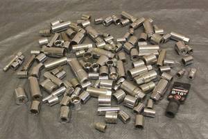 lot 53 image: GENEROUS AMOUNT 38 ASSORTED BRAND MM SAE DRIVE SOCKETS
