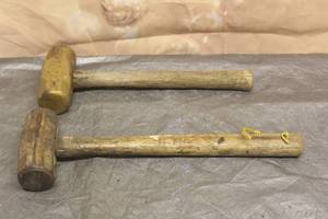 lot 74 image: TOTAL OF 2 WOOD HANDLE MALLET HAMMERS