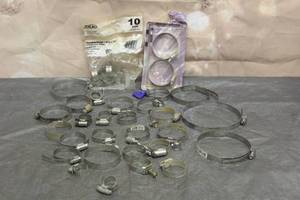 lot 86 image: LOT OF ASSORTED BRANDSIZE STAINLESS STEEL CLAMPS
