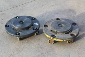 lot 139 image: 2 RUBBERMAID COMMERCIAL  BRUTE TRASH CAN DOLLIES