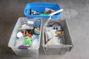 lot 144 image: 3 TOTES OF MISC ITEMS TOTES INCLUDED SEE PICS