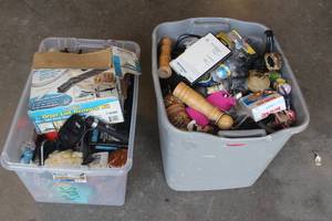 lot 145 image: 2 TOTES OF MISC ITEMS TOTES INCLUDED SEE PICS