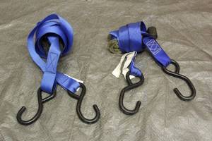 lot 126 image: TOTAL OF 2 ERICKSON HAULMASTER TIE DOWN STRAPS WITH HOOKS