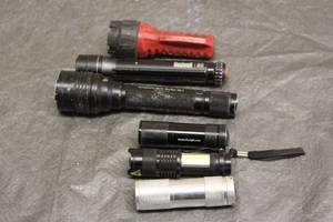 lot 134 image: TOTAL OF 6 ASSORTED BRAND FLASHLIGHTS  SEE PICS