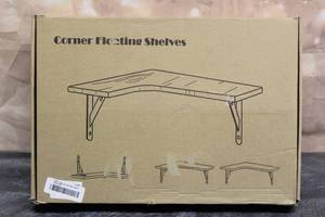 lot 147 image: EACHPAI CORNER FLOATING WOOD SHELVES ( SET OF 4 ) SEE PICS