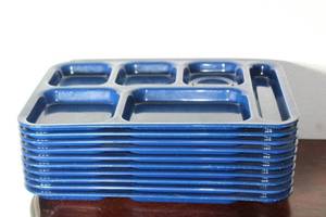 lot 170 image: TOTAL OF 10 BLUE CARLISLE N43988 5 FOOD COMPARTMENT AND UTENSIL SECTION TRAYS