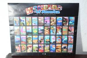 lot 172 image: 2005 WONDERS OF AMERICA LAND OF SUPERLATIVES 39 CENT COLLECTIBLE USPS 40 STAMP POSTAGE SHEET