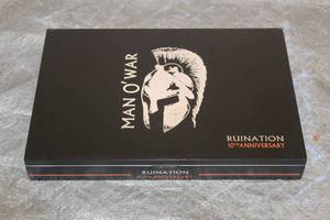lot 36 image: MAN OWAR RUINATION 10 TH ANNIVERSARY WOOD CIGAR BOX ,MADE IN NICARAGUA