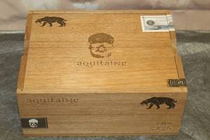 lot 56 image: AQUITAINE WOOD CIGAR BOX , MADE IN NICARAGUA