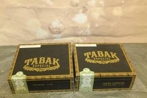 lot 57 image: TOTAL OF 2 TABAK ESPECIAL TORO CAF CON LECHE WOOD CIGAR BOXES , MADE IN NICARAGUA