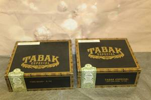 lot 61 image: TOTAL OF 2 TABAK ESPECIAL TORO CAF CON LECHE WOOD CIGAR BOXES , MADE IN NICARAGUA