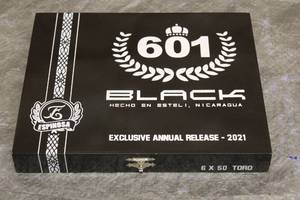 lot 94 image: ESPINOSA BLACK 601 TORO WOOD CIGAR BOX