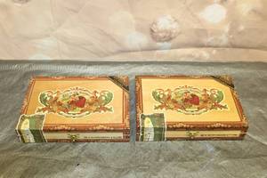 lot 108 image: 2 MY FATHER FLOR DE LAS ANTILLAS ROBUSTOS WOOD CIGAR BOXES MADE IN NICARAGUA