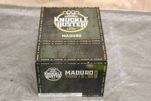 lot 113 image: KNUCKLE BUSTER PUNCH MADURO TORO WOOD CIGAR BOX MADE IN HONDURAS