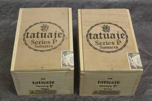 lot 126 image: 2 TATUAJE SUMATRA SERIES P TORO WOOD CIGAR BOXES MADE IN NICARAGUA
