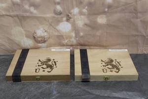 lot 128 image: 2 LIGA PRIVADA L40LANCERO BY DREW ESTATE WOOD CIGAR BOXES MADE IN NICARAGUA