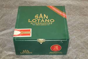 lot 131 image: A.J SAN LOTANO REQUIEM MADURO WOOD CIGAR BOX MADE IN NICARAGUA