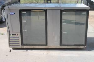 lot 48 image: ATOSA 69 GALSS DOOR BACK BAR COOLER ON CASTERS TESTED &amp WORK , MBB69GGR&nbsp