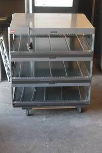 lot 62 image: HATCO CORP GRSDS-36T GLO-RAY 36 SLANTED TRIPLE SHELF MERCHANDISER&nbsp FOOD SHOWCASE  WORKING WHEN REMOVED FROM SERVICE&nbsp