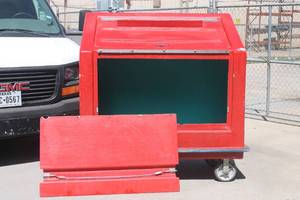lot 71 image: VERY LARGE RED FIBERGLASS STORAGE CART ON CASTERS&nbsp