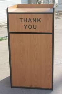 lot 122 image: COMMERCIAL GRADE WOOD TRASH RECETACLE&nbsp