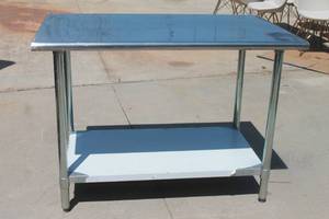 lot 87 image: STAINLESS STEEL TWO TIER WORK TABLE , 48L X 30 X 35H&nbsp