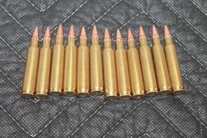 lot 33 image: TOTAL OF 12 BLACK TIP RIFLE CARTRIDGES  OUT OF THE BOX
