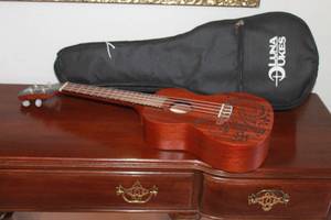 lot 10 image: LUNA TATTOO MAHOGANY CONCERT UKULELE RS20100469  WITH CARRY BAG