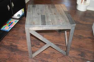 lot 96 image: RUSTIC GREY WOOD SIDE END TABLE