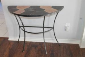 lot 101 image: STONE TILE HALF MOON MOSAIC CONSOLE TABLE