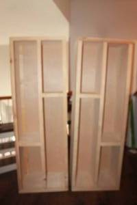 lot 108 image: TOTAL OF 2 MULTI-PURPOSE WOOD WORK , -BATHROOM CABINETSENTERTAINMENT TV STAND BOOKSHELVES ETC  6FT .L X 17D X 24 W
