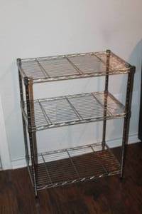 lot 111 image: THREE TIER METAL SHELVING UNIT , 23L X 13 X 31H